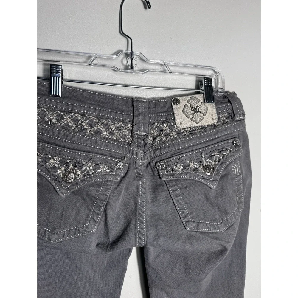 Miss Me Womens Skinny Jeans Size 28 Grey Cross Angel Wings Rhinestone JP5558S5 - Picture 3 of 12
